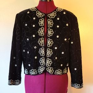 Beaded velvet crop jacket